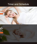 Woman in bed waking up and sleeping, illustrating lighting timer feature for Smart Candelabra LED E12 Bulbs 4 Pack With HomeKit