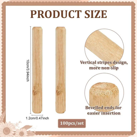 Heavy Duty 100 Count Half Inch By Four Inch Wooden Dowels Pins Fluted Dowel Rods Natural Burlywood Hardwood For Furniture Assembly Shelves Cabinets DIY Crafts And Woodworking Projects, size chart