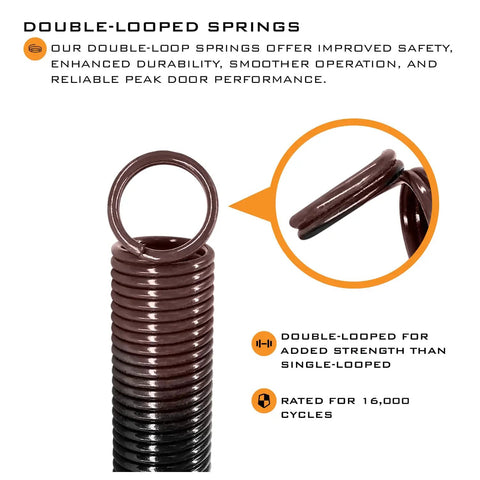 Beefy Heavy Duty Double Looped Garage Door Extension Springs For 7ft High Doors 160 LB Brown With Black Coated Finish