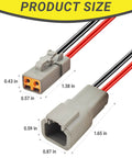 10 AWG 2 Pin DTP Connector Kit 2 Way Automotive Waterproof Electrical Connectors with wire size dimensions shown