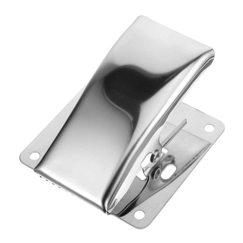 Front view of stainless steel fish cleaning clamp with mounting base plate