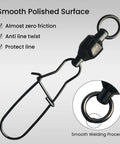 25 Pack High Strength Fishing Snap And Swivels Set With Six Stainless Steel Ball Bearings For 360 Degree Rotation And 33 Lb Test Tough As Nails Lure Action For Freshwater And Saltwater Use, black swivel clip