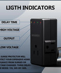 Rock Solid 4 Outlet Surge Protector With 350 Degree Rotating Plug For TV And Fridge with LED indicators for voltage status.