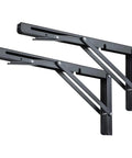 Heavy Duty Black Folding Shelf Brackets Wall Mounted Space Savers Steel Collapsible Supports Built Tough For Diy Workbench Desktop Kitchen Rack 330 Lb Pack Of Two