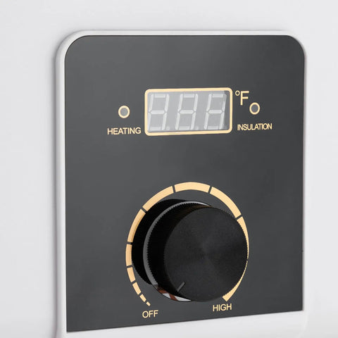 Under Counter Instant Electric Water Heater 1500 Watt Rapid Heat control panel with temperature display and adjustment dial.