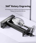 Longer laser engraver rotary roller with bracket, black metal, 360° rotation for cylindrical engraving of bottles