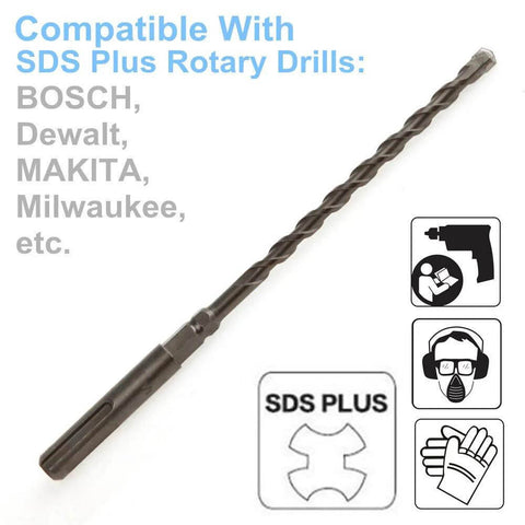 24-piece SDS Plus drill bit set, 3/16 x 7 in, hex shank for concrete drilling