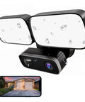 Outdoor Floodlight Security Camera 1080P HD WiFi Night Vision With AI Motion Detection Alarm 2400LM IP65 Waterproof Spotlight