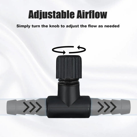 15 Pack Aquarium Air Flow Valves For 3/16 Inch ID Airline Tubing T Shaped Adjustable Black Plastic Air Flow Regulator