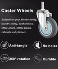 Heavy Duty Caster Wheels With Safety Brake Non Marking Swivel Casters For Heavy Furniture And Office Equipment on a black background.