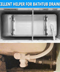 Low Profile One And A Half Inch P Trap Tub Drain Kit with flexible pipe installed in bathtub setup, showing leak-free design.