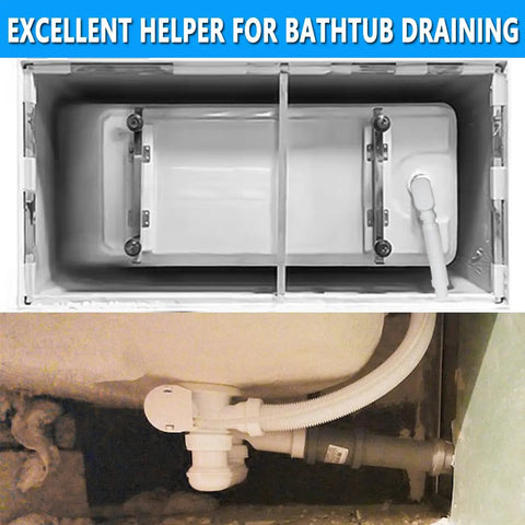 Low Profile One And A Half Inch P Trap Tub Drain Kit with flexible pipe installed in bathtub setup, showing leak-free design.