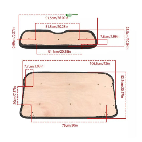 Dimensions of Seat Cushion Repair Parts With Hardware For EZGO Medalist TXT Golf Cart 1994 Through 2013 Grab And Go Replacement Kit