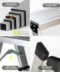 2 Step Aluminum Folding Ladder For Home And Kitchen, Grab And Go Lightweight Portable Step Stool With Wide Pedals, Compact Metal Ladder For RV And SUV, Garage Use, Supports Up To 330 Lbs. 1.2 mm aluminum, anti-slip feet