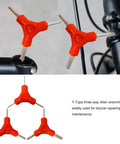 Y Shape All-In-One Hex Wrench Set For Bikes With Six Metric Sizes 2.5mm 3mm 4mm 5mm 6mm 8mm in use on bike handlebar