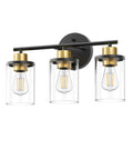 Chic Brushed Nickel 3 Light Vanity Light Over Mirror With Clear Glass Shades, Dope Modern Bath Wall Sconce Lighting