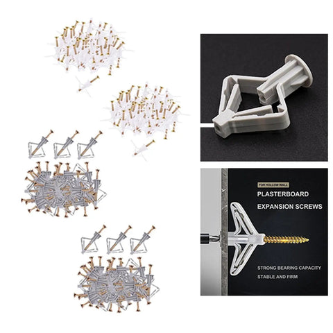 Hollow Wall Anchor Kit 400pc Assortment For Drywall Do It All Expansion Anchors With Split Rib Design Anti Rotation Rust Resistant And Heavy Duty Durable Fasteners For Easy Secure Mounts, plasterboard anchors