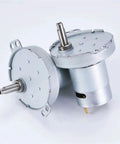 Hottest Micro DC Gear Motor For Robotics Projects, Reliable 12-24V High Torque Deceleration Drive, silver body with dual shafts.