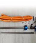 Adjustable Coolant Mixer For Cutting Fluid Dispensing with orange hose, metal control assembly, and connectors.