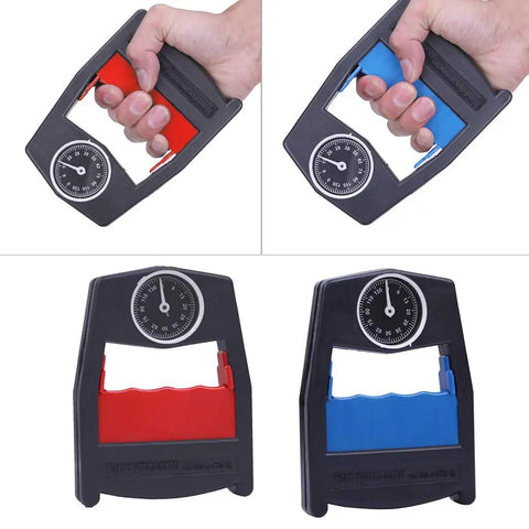 Hand Grip Dynamometer Strength Meter With Adjustable Tension For Rehab And Training, ergonomic grip gauge, red and blue