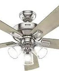 Dope 52 Inch Crestfield Brushed Nickel Ceiling Fan With LED Light Kit And Remote Easy Snap On Blades Whisper Quiet 3 Speed Motor