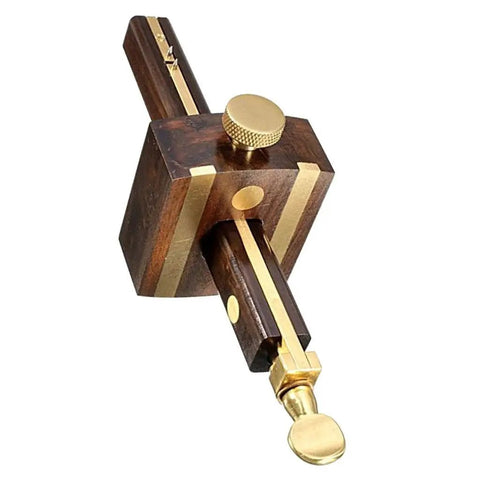 Heavy Lifting Wood Marking Gauge With Rugged Brass Slider And Broad Adjustable Span for precise wood layout in durable wood.