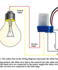 Wiring diagram for 2 Pack 12V AC DC Auto On Off Photocell Light Switches Dusk To Dawn Sensor installation.