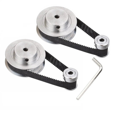Aluminum 5mm Bore 60 Tooth 2GT Timing Pulleys Set With 20T GT2 Pulleys And 200mm Closed Loop Belts For 6mm Wide Belts Ideal DIY Kit For 3D Printers And CNC Machines Includes Wrench
