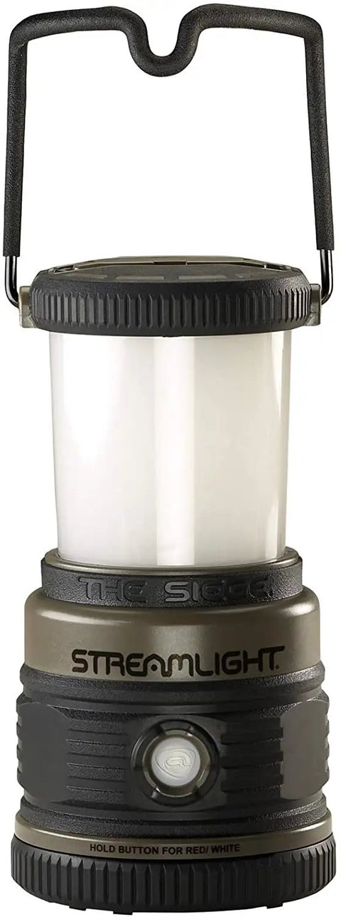 Siege 540 Lumen Compact LED Camping Lantern With 360 Degree Lighting And Red SOS Mode, rugged coyote finish, handle view