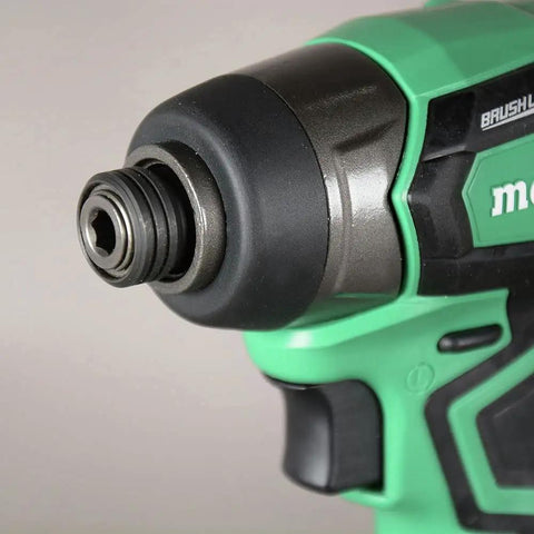 Close-up of Cordless 18V Drill And Impact Driver Combo Kit With Sub Compact Design, Brushless Motors, Lithium Ion Batteries
