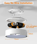 Motion Sensor Ceiling Light Battery Operated Led 400LM For Indoor And Outdoor Use, exploded view with battery slots
