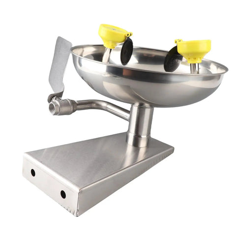 Boss Level Safety With Heavy Duty 304 Stainless Steel Wall Mount Eye Wash Station Featuring Dual Nozzles and Flip Covers