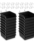 16 Pack Black Pegboard Bins With Metal Hooks Heavy Duty Plastic Storage Organizer For Garage Workshop And Craft Room