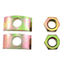 Half moon spacers and M8 nuts from Six Sets Solid Half Moon Three In One Connector Bolts Kit For Large Countertop Furniture And Bed Frame Hardware