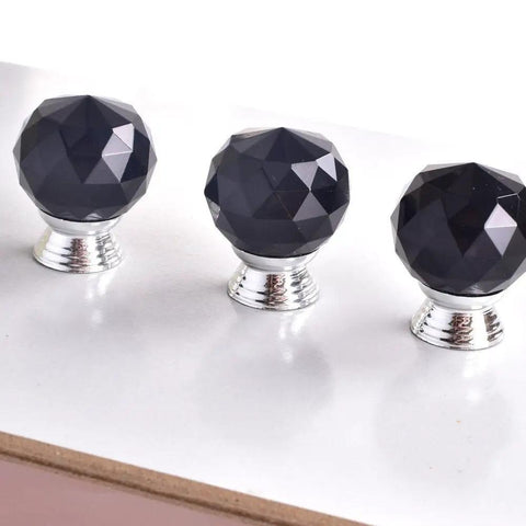 12 Pack Matte Black 30mm Crystal Glass Cabinet Knobs With Mounting Screws Heavy Duty Zinc Alloy Base Knockout Style For Kitchen Dresser Furniture Sweet Home Refresh No Sweat Install