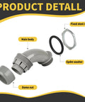 Tough As A Nail Ninety Degree Conduit Connectors Built Heavy For Pro Wiring Sites One Point Two Five Inch Grey Nylon Fittings with Rubber Gasket components.