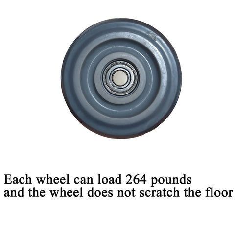 4 Inch Heavy Duty Plate Casters With 265 Lbs Per Wheel And 530 Lbs Total Capacity, PU Wheels With Ball Bearings For Silent Operation