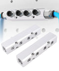 Beefy Aluminum Air Manifold For Four Way Six Port Pneumatic System With One Quarter Inch NPT Output And One Half Inch NPT Supply Heavy Duty Air Distribution Block For Industrial Automation, aluminum manifold