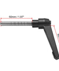 Adjustable clamping lever handle by uxcell with M8 x 50mm stainless steel threaded rod and black lever, side view.