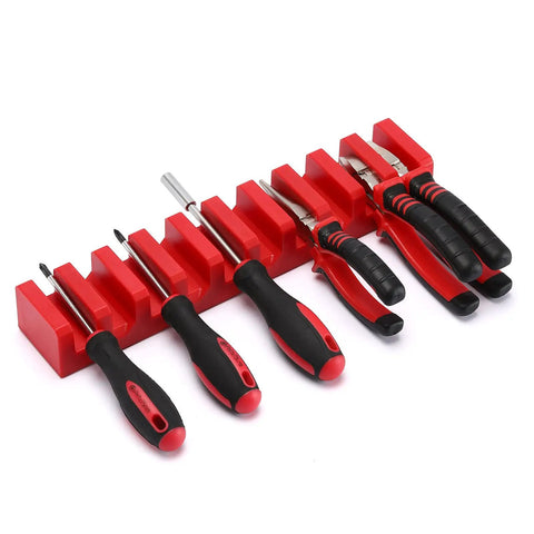 Magnetic Plier Holder And Tool Organizer Rack For Ten Pliers And Screwdrivers Semi Open Design With Four Magnets For Easy Grab And Go