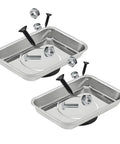 Two Pack Magnetic Tray Holders Pro Grade Stainless Steel 3.6 By 2.5 Inch Rectangular Trays With Strong Magnets holding screws and nuts