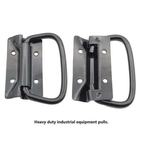 2 Pack Heavy Duty Black Metal Chest Handles for Wood and Metal Cases Surface Mount Ring Pull Handles for Cabinets
