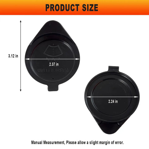 Windshield Washer Fluid Reservoir Cap For Toyota Vehicles Fits Avalon Camry Corolla Highlander Sienna Tundra Prius C Yaris Fortuner Hilux XD And More Sealed Water Tank Cap With Pressure Regulation, showing product size and measurements