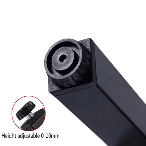 Close-up of Four Pack Heavy Duty Adjustable Metal Furniture Legs Black Folding 90 Degree Table Feet Height Adjustable 0 To 10mm Self Locking Iron