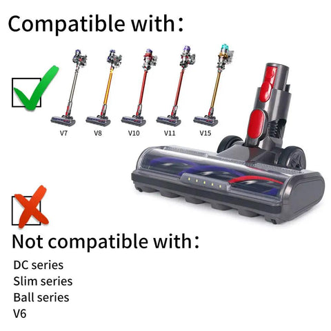Hardwood Floor Attachment For Dyson V7 V8 V10 V11 V15 Cordless Vacuum Cleaners With LED Headlights Bristle Roller Brush