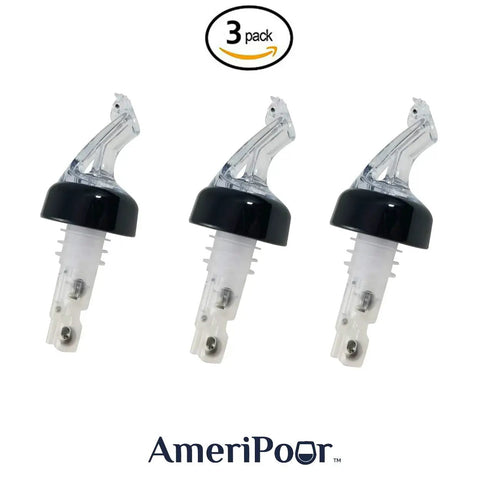 3 Pack Measured Liquor Pourers With Collared 3 Ball Design BPA Free No Leaks No Cracks Made In USA Perfect 1.5 Oz Pour Every Time Great For Wine Clear Bar Spouts, 3-pack