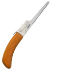 Japanese Keyhole Saw With Coarse Teeth For Lightning Fast Curved Cuts, crafted with a red oak handle and 100 mm blade.