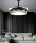 42 Inch Modern Ceiling Fan With Light And Retractable Blades in living room