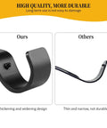 Comparison of heavy duty adjustable curtain rod brackets set of 2 in black for 1 inch rods showing thickness advantages