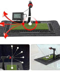 Golf Swing Trainer With Digital Practice Mat And 360 Degree Rotation, showcasing digital display and ball tracking features